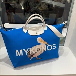 Longchamp Blue and White Mykonos Travel Bag